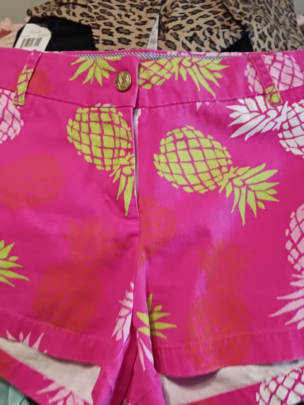 Macbeth Collection by Margaret Josephs Pink Pineapple Print Shorts